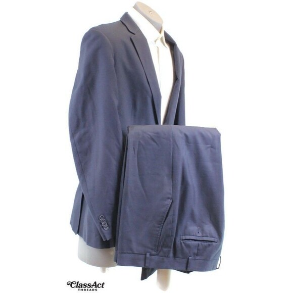 KENNETH COLE Mens 2 Piece Suit Polyester Blend 2 Btn 43R Flat Fronts 38" Waist - Picture 1 of 10